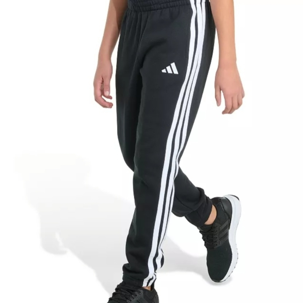 Adidas Classic 3 Stripe Black Fleece Joggers Size XL‎